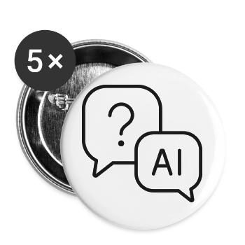KI-Frage-Antwort-Symbol - Buttons groß 56 mm (5er Pack) - Weiß - Vorne
