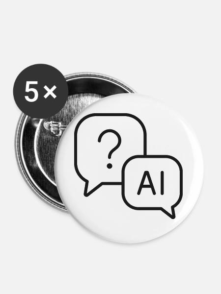 KI-Frage-Antwort-Symbol - Buttons groß 56 mm (5er Pack) - Weiß