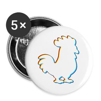 EDM Chicken – Elektronische Tanzmusik - Buttons groß 56 mm (5er Pack) - Weiß - Vorne