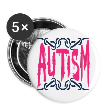 Autismus-Spektrum-Störung - Buttons groß 56 mm (5er Pack) - Weiß - Vorne