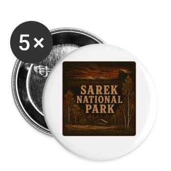 Sarek Nationalpark Holzschnitt Design - Buttons groß 56 mm (5er Pack) - Weiß - Vorne