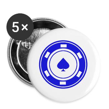 Fischspoker - Buttons groß 56 mm (5er Pack) - Weiß - Vorne