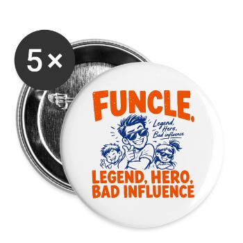 Funcle - Fun Uncle - Buttons groß 56 mm (5er Pack) - Weiß - Vorne