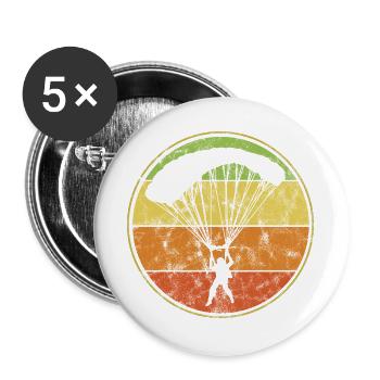 Vintage Fallschirmspringer Extremsport Fallschirm - Buttons groß 56 mm (5er Pack) - Weiß - Vorne