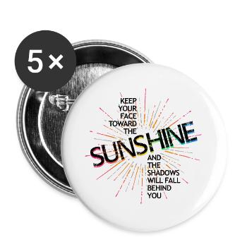 Sunshine - Buttons groß 56 mm (5er Pack) - Weiß - Vorne