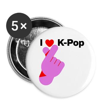 I LOVE K-POP, KOREA, POPKULTUR, FANLIEBE 🇰🇷❤️ - Buttons groß 56 mm (5er Pack) - Weiß - Vorne