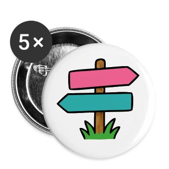 Wegweiser - Buttons groß 56 mm (5er Pack) - Weiß - Vorne