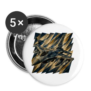 Geometrischer Jet im Diamantmuster - Buttons groß 56 mm (5er Pack) - Weiß - Vorne