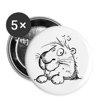 Capybara Sketch Cartoon Wasserschwein Nager Sketch - Buttons groß 56 mm (5er Pack) - Weiß - Vorne