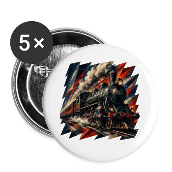 Dampfzug im geometrischen Flaggenstil - Buttons groß 56 mm (5er Pack) - Weiß - Vorne