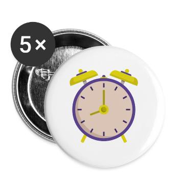 Wecker - Buttons groß 56 mm (5er Pack) - Weiß - Vorne