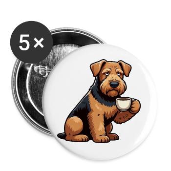 Airedale Terrier Airedales Airedaleliebhaber - Buttons groß 56 mm (5er Pack) - Weiß - Vorne