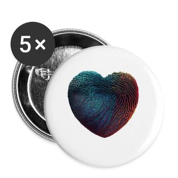 Biometrisches Herz bei organischer Fusion - Buttons groß 56 mm (5er Pack) - Weiß - Vorne