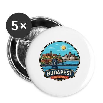Donauabzeichen des Budapest-Ungarn-Parlaments - Buttons groß 56 mm (5er Pack) - Weiß - Vorne