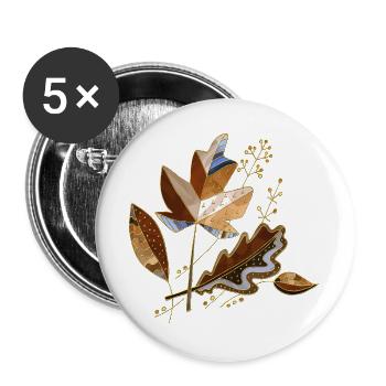 Blätter - Buttons groß 56 mm (5er Pack) - Weiß - Vorne