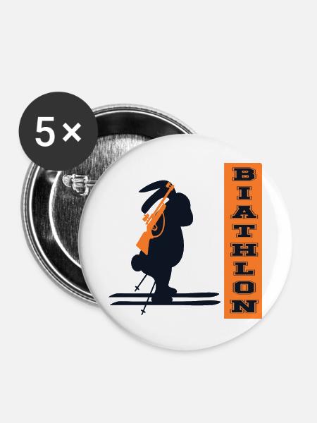 Hase Biathlon - Buttons groß 56 mm (5er Pack) - Weiß