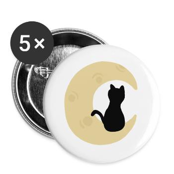 Mondbeschienene Katzensilhouette - Buttons groß 56 mm (5er Pack) - Weiß - Vorne