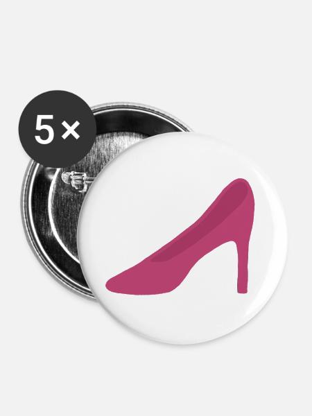 Rosa High Heels - Buttons groß 56 mm (5er Pack) - Weiß