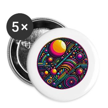 Psy Circle Kosmische Geometrie - Buttons groß 56 mm (5er Pack) - Weiß - Vorne