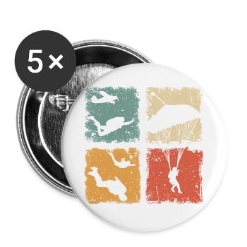 Fallschirmspringen Absprung Freifall Fallschirm - Buttons groß 56 mm (5er Pack) - Weiß - Vorne