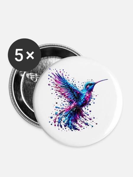 Flügel des Strahlens - Buttons groß 56 mm (5er Pack) - Weiß