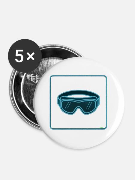 Neonleuchtende Schutzbrille - Buttons groß 56 mm (5er Pack) - Weiß