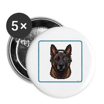 Malinois Ripley Dog 16-Bit - Buttons groß 56 mm (5er Pack) - Weiß - Vorne