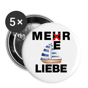 MEERLIEBE, MEER, URLAUB, FERNWEH, SONNE, URLAUB - Buttons groß 56 mm (5er Pack) - Weiß - Vorne