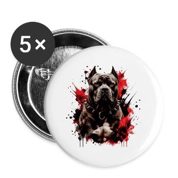 Krafthund mit rotem Fleck - Buttons groß 56 mm (5er Pack) - Weiß - Vorne