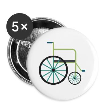 Rollstuhl - Buttons groß 56 mm (5er Pack) - Weiß - Vorne