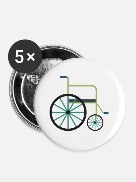 Rollstuhl - Buttons groß 56 mm (5er Pack) - Weiß