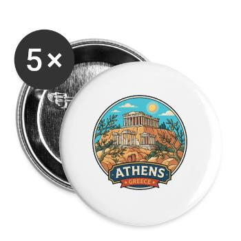 Athen, Griechenland Akropolis Parthenon Reiseabzeichen - Buttons groß 56 mm (5er Pack) - Weiß - Vorne