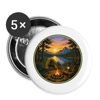 Sonnenuntergang am Campingplatz - Buttons groß 56 mm (5er Pack) - Weiß - Vorne