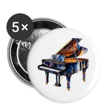 Wasserfarben Piano Impression - Buttons groß 56 mm (5er Pack) - Weiß - Vorne