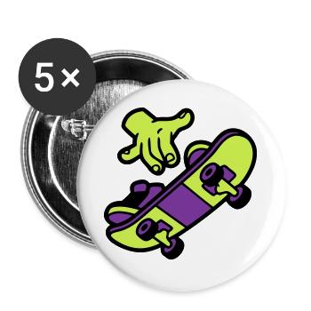 Skateboard Grab Trick Grafik - Buttons groß 56 mm (5er Pack) - Weiß - Vorne