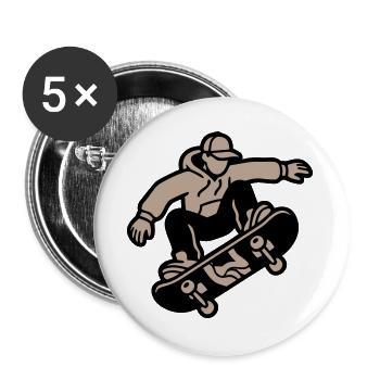 Skateboarder Trick Illustration - Buttons groß 56 mm (5er Pack) - Weiß - Vorne