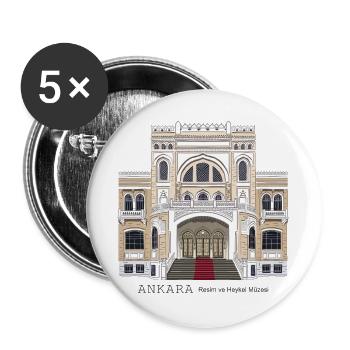 Ankara Museum Handzeichnung - Buttons groß 56 mm (5er Pack) - Weiß - Vorne