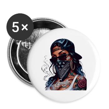 Loyalität im Straßenstil - Buttons groß 56 mm (5er Pack) - Weiß - Vorne