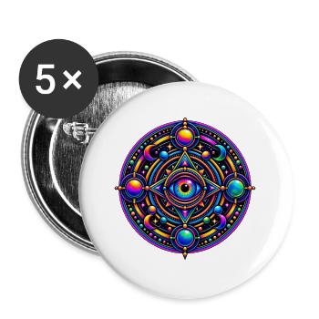 Allsehendes Kosmisches Auge - Buttons groß 56 mm (5er Pack) - Weiß - Vorne