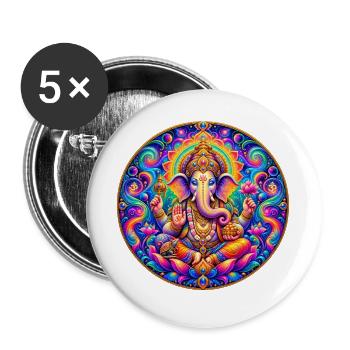 Ganesha - Buttons groß 56 mm (5er Pack) - Weiß - Vorne