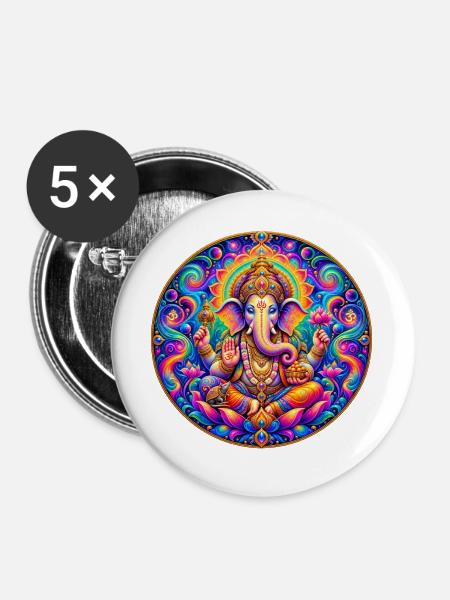 Ganesha - Buttons groß 56 mm (5er Pack) - Weiß