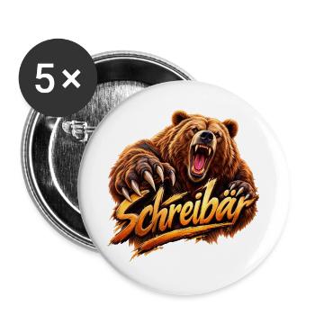 Schreibär – wilde Wortkunst - Buttons groß 56 mm (5er Pack) - Weiß - Vorne