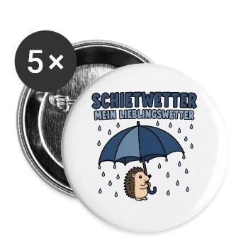 Schietwetter Mein Lieblingswetter – Igel T-Shirt - Buttons groß 56 mm (5er Pack) - Weiß - Vorne