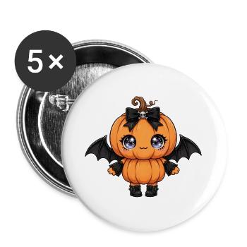 Gotische Kürbisfledermaus-Süße - Buttons groß 56 mm (5er Pack) - Weiß - Vorne
