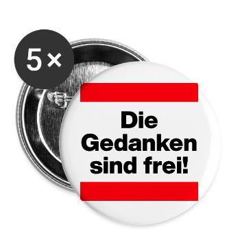 DIE GEDANKEN SIND FREI! GEGEN MAULKÖRBE FÜR FRIEDE - Buttons groß 56 mm (5er Pack) - Weiß - Vorne