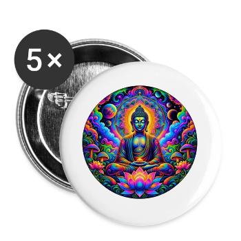 Buddha - Buttons groß 56 mm (5er Pack) - Weiß - Vorne