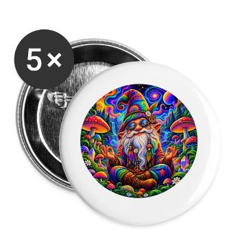 Zwerg - Buttons groß 56 mm (5er Pack) - Weiß - Vorne