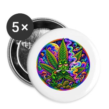 Hanfblatt - Buttons groß 56 mm (5er Pack) - Weiß - Vorne