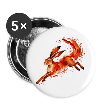 Feuerhase Sprinter - Buttons groß 56 mm (5er Pack) - Weiß - Vorne