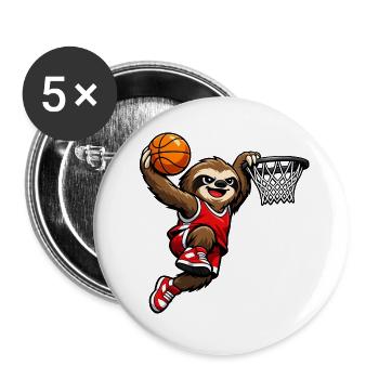 Faultier beim Basketball Slam Dunk - Buttons groß 56 mm (5er Pack) - Weiß - Vorne